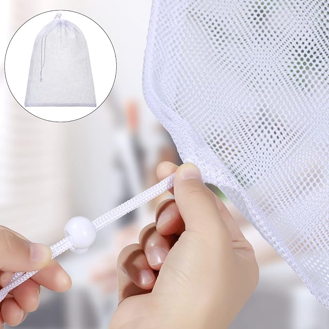 TecUnite 10 Pcs Mesh Bags Drawstring Laundry Bags Large Nylon Mesh Gift - Image 4