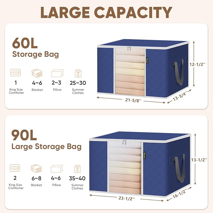 BALEINE 6 Pack Clothes Storage Bags, 16 Gallon Storage Containers - Image 6