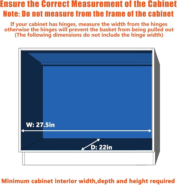 Pull Out Cabinet Organizer 27" W x 21½" D, Heavy Duty Cabinet Pull Out Shelves - Image 4