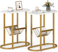 Tangkula Oval Narrow Side Table, 2-Tier End Table by TANGKULA