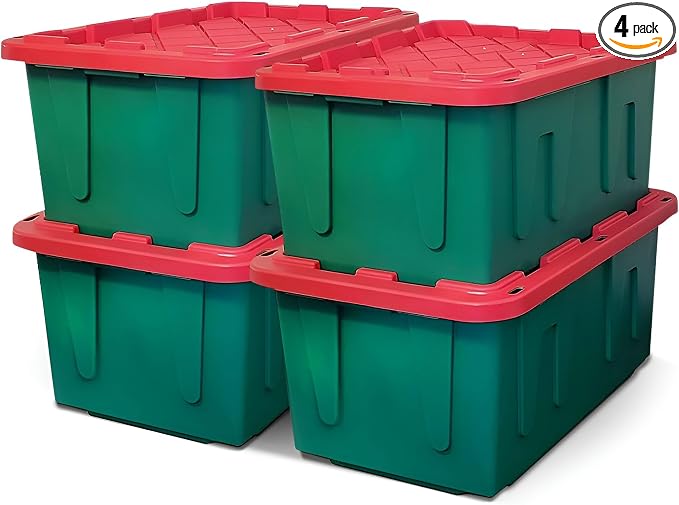 HOMZ 4-Pack Durabilt, Heavy Duty Plastic Storage Bins by Homz