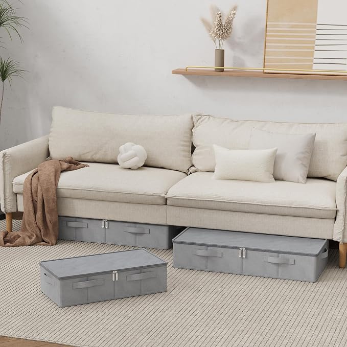 Underbed Storage Box, Foldable Under Bed Bins Container, Fabric Closet Organizer - Image 2