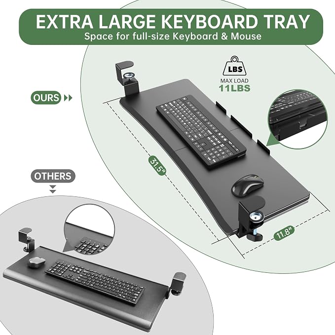 Extra Large Keyboard Tray Under Desk - Image 2