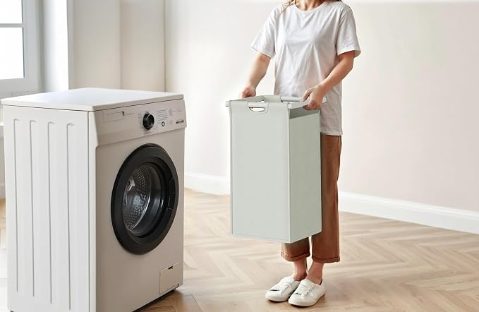 Laundry Hamper with Shelf, Laundry Basket 3 Section, Laundry Sorter with - Image 7