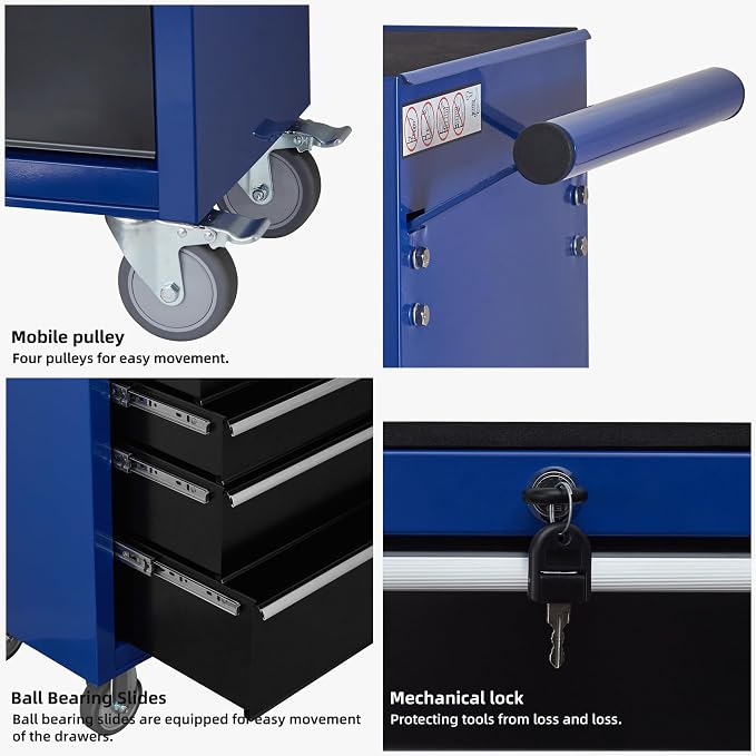 6-Drawer Rolling Tool Chest Cabinet, Large Capacity Metal Tool Box - Image 6