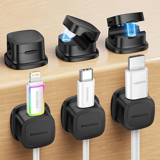 6 Pack Cable Management Cord Organizer, Magnetic Cable Clips-1s Lock, Rocoren by Rocoren