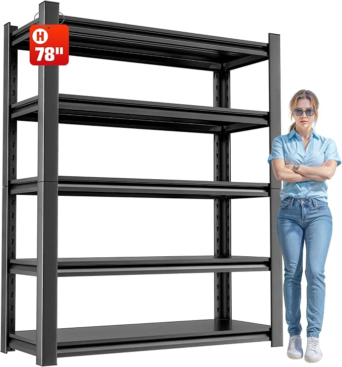 Metal Garage Shelving Unit, 5 Tier Heavy Duty Storage Shelf, and Industrial Use by OLLRRACT