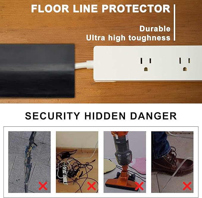 10Ft Floor Cord Cover Silicone Cable Protector Easy to Install Wire Organizer - Image 5