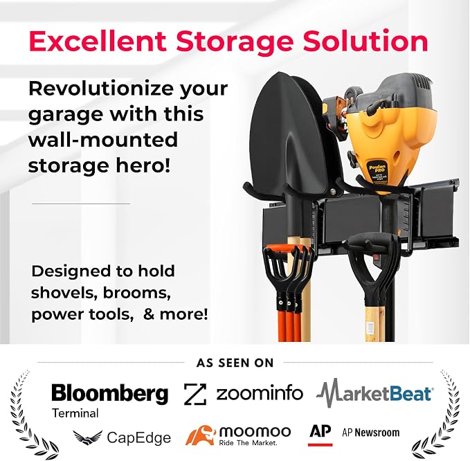 TIDYME Garage Wall Organizer | 32" Heavy-Duty Tool Storage Rack | Adjustable - Image 2