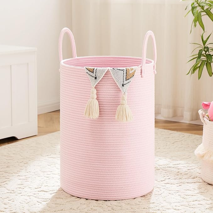 Laundry Basket, Woven Cotton Rope Laundry Hamper, 100L by Artfeel