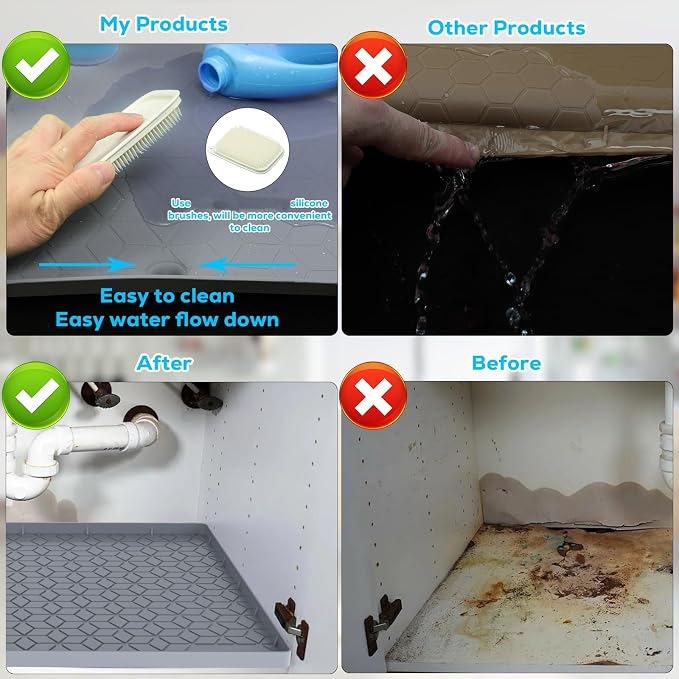 Under Sink Mat, Silicone Waterproof Under Sink Liner, Sink Cabinet Organizer - Image 5