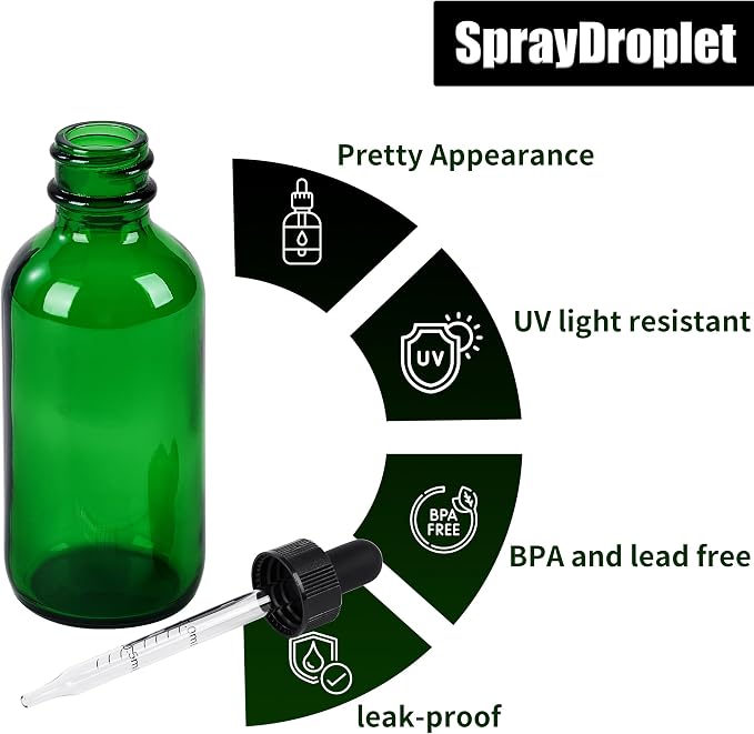 12 Pcs, 2oz Glass Dropper Bottle, Leakproof Tincture Bottles - Image 3