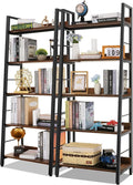 Himimi Ladder Shelf Set of 2, 5-Tier Ladder Bookcase, Industrial Bookshelf Wood by Himimi