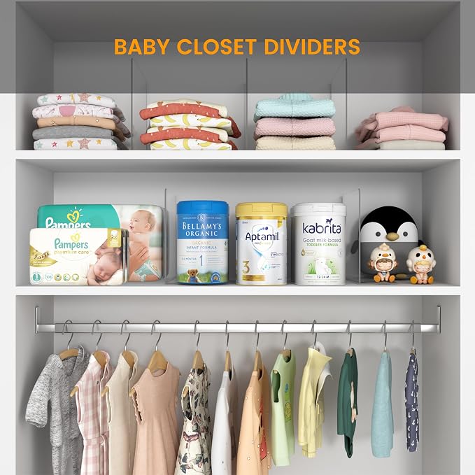 OKPOW Shelf Dividers for Closet Organization: 8 Pack Durable Clear Acrylic - Image 9