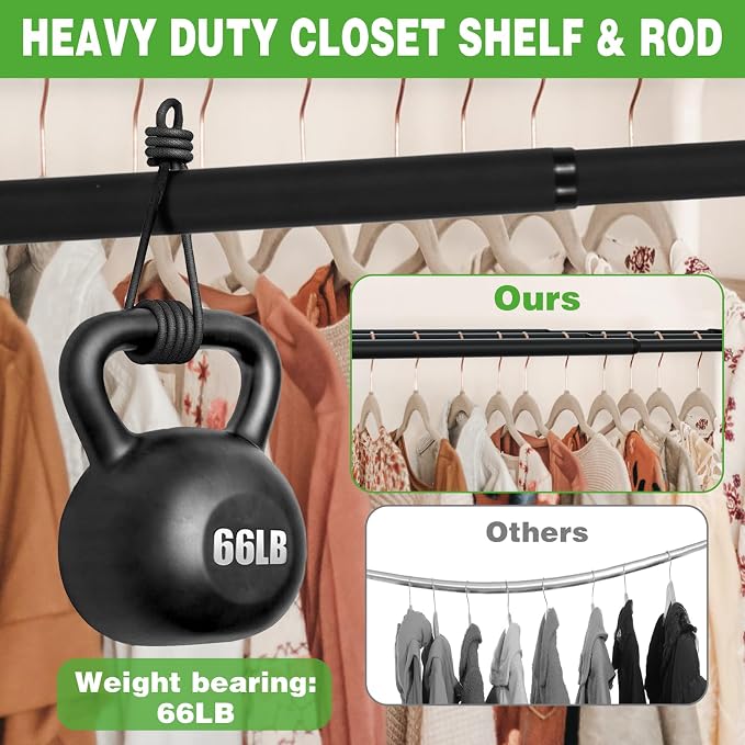 Expandable Closet Shelf, 16-39 Inches Metal Closet Rod Organizers and Storage - Image 4