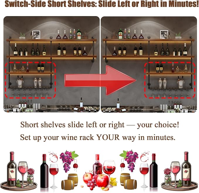 Solid Wood Wall Mounted Wine Rack, Large Wine Rack - Image 5