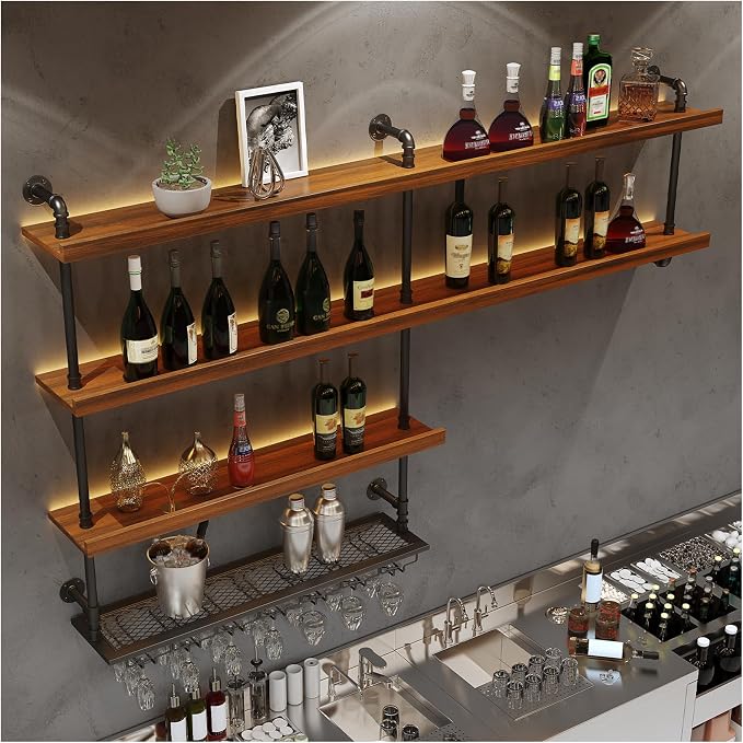 Solid Wood Wall Mounted Wine Rack, Large Wine Rack - Image 2
