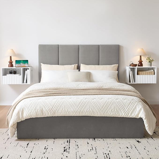Modern Matte White Fluted Floating Nightstand - Image 7