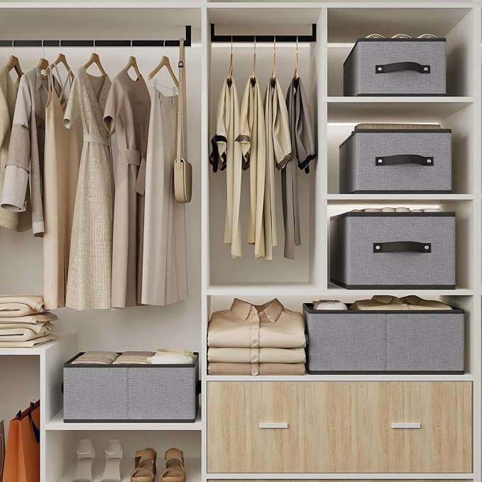 Storage Baskets with Handles, Fabric Drawer Organizers, Storage Bins - Image 2