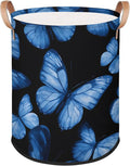 Foldable Laundry Hamper with Elegant Blue Butterfly Pattern by ADTASU