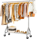 Heavy Duty Clothes Rack Load 450 LBS, Metal Garment Rack, Standing Rolling by HYSEYY