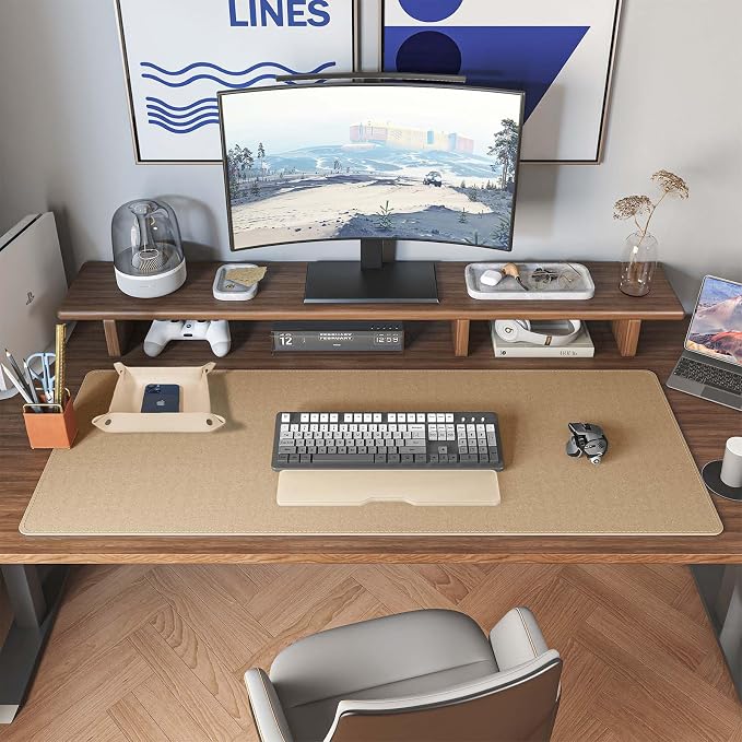 DAWNTREES Dual Sided Desk Mat, Leather Desk Pad, Cork Desk Mat Protector - Image 7