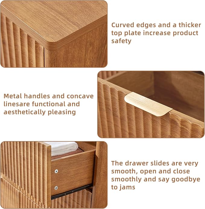 LEYAOYAO Fluted 6 Drawers Dresser, Curved Profile Design, Dresser TV Stand - Image 8