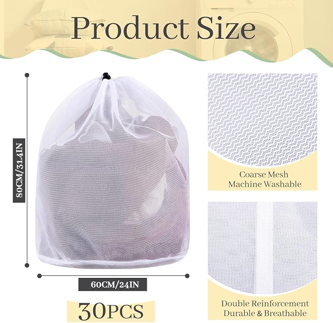 30 Pcs 24 * 32 Inches Fine Mesh Laundry Bag - Image 2
