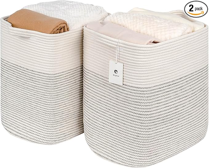 Storage Baskets for Clothes Fabric Cotton Rope Storage Basket by Laughbird