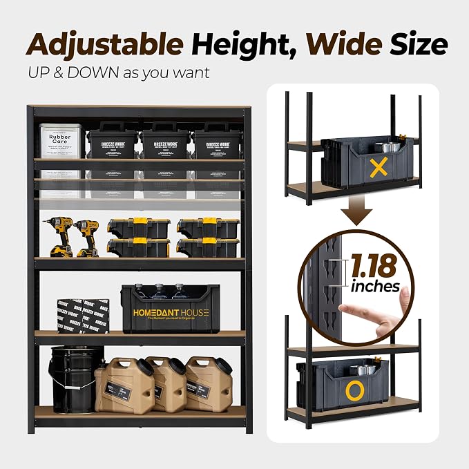 HOMEDANT House 48" Wide Boltless Heavy Duty Garage Storage Shelving Adjustable - Image 11