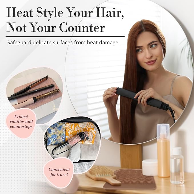 Vanity Accessories Heat Resistant Mat – Silicone Flat Iron & Curling Iron Holder - Image 3