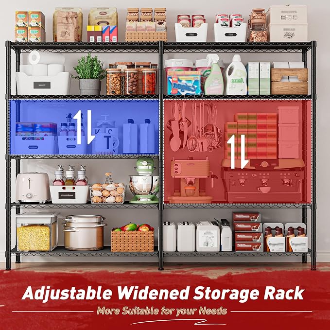 REIBII 1450LBS Metal Shelving Unit Storage Shelves 5 Tier Wire Shelving 58.1''W - Image 5