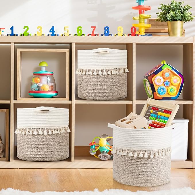 danpinera Storage Baskets, 3 Pack Soft Round Storage Bins - Image 3