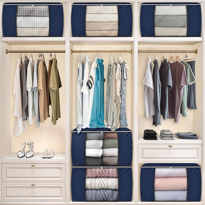 Fab totes 24 Gallons Clothes Storage, Foldable Thick Fabric Blanket Storage Bags - Image 5