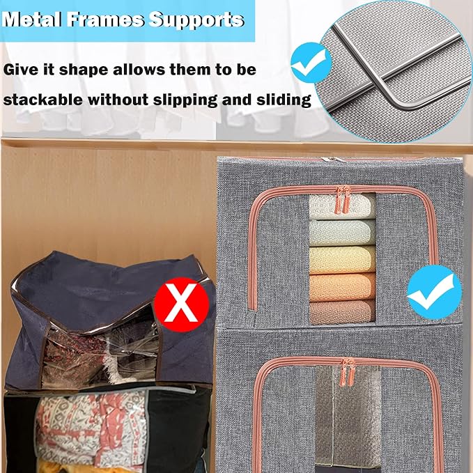 100L Large Storage Bags, Stackable Clothes Storage Bins - Image 3