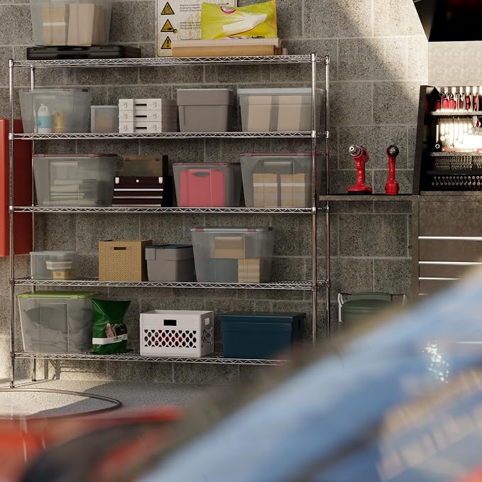 14" Deep x 72" Wide x 74" Height Wire Shelving Kit | 5-Tier | NSF Commercial - Image 2