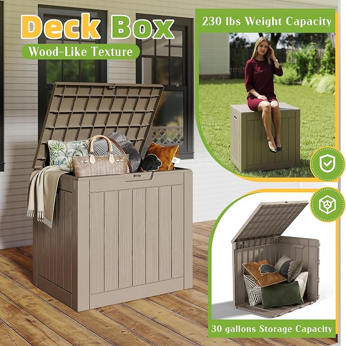 30 Gallon Outdoor Storage Box, Large Resin Deck Box - Image 3