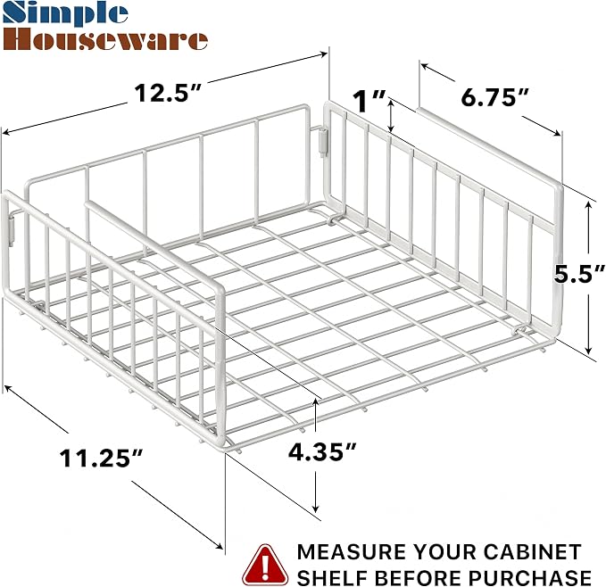 Simple Houseware Under Shelf Basket, Office – Wire Metal Shelf Organizer - Image 2