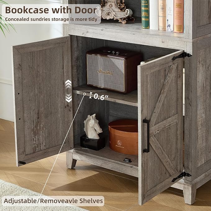70in Tall Bookshelf 5 Tier Bookcase - Image 6