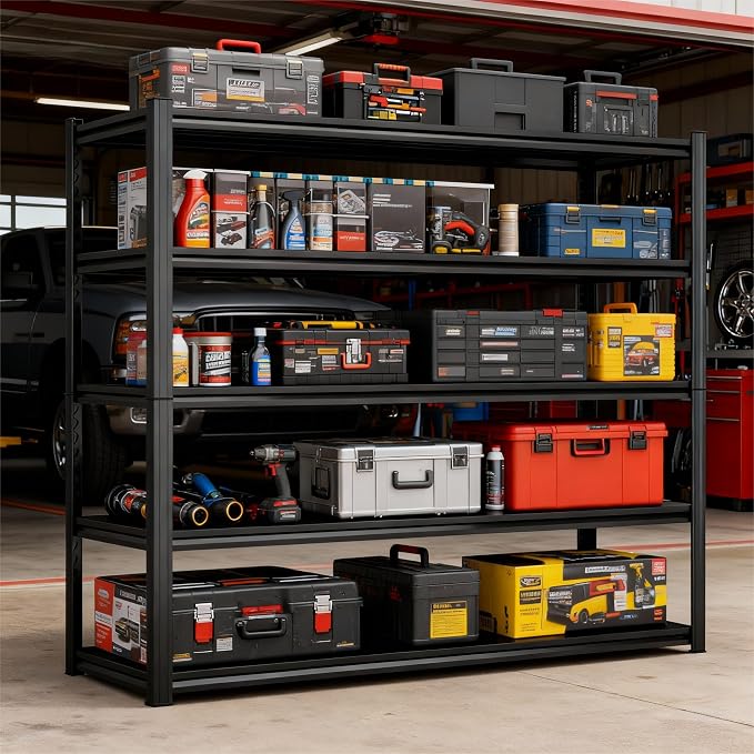 72'' Garage Storage Shelves, 5 tier Shelving Unit Metal, Adjustable, - Image 2