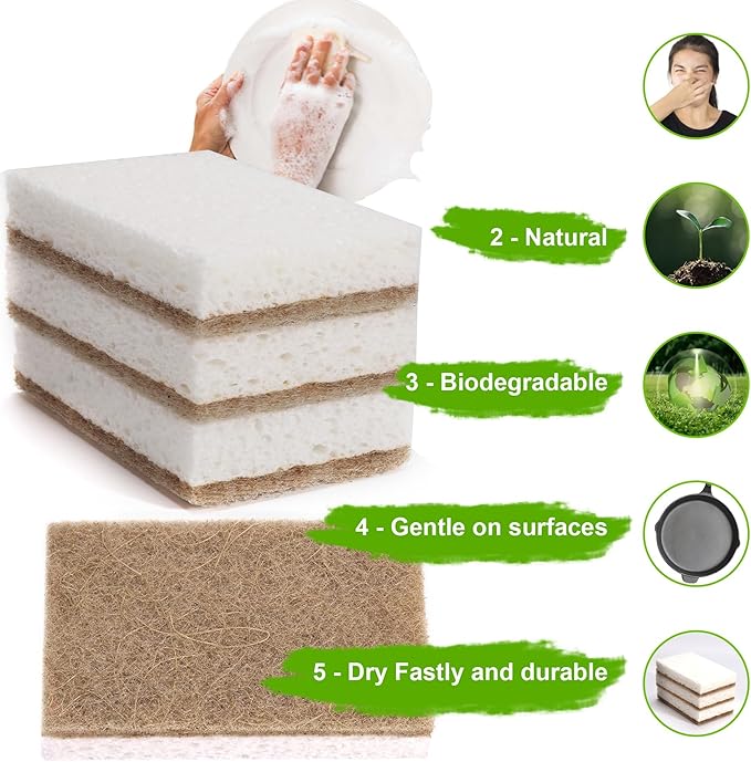 Natural Sponges for Dishes 12 Pack - Image 2
