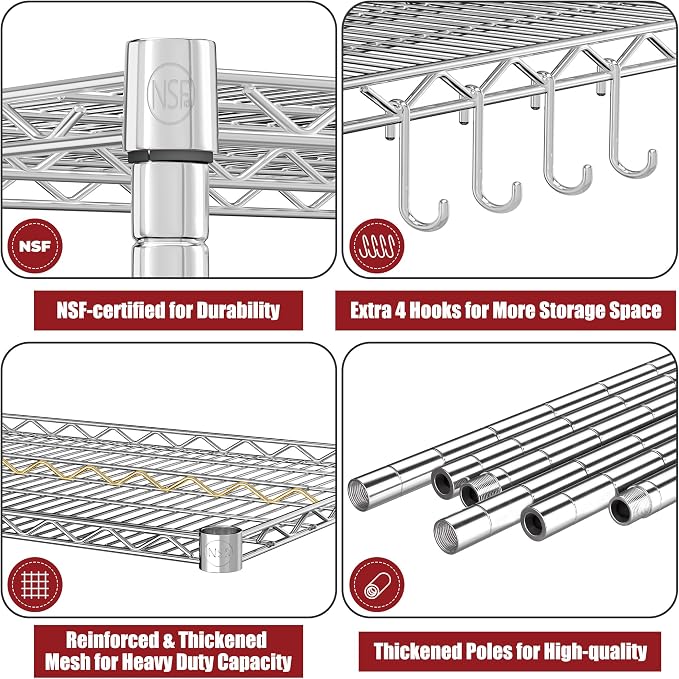 PrimeZone 4 Tier 55.5" Wx24 Dx76 H Wire Shelving - Image 6