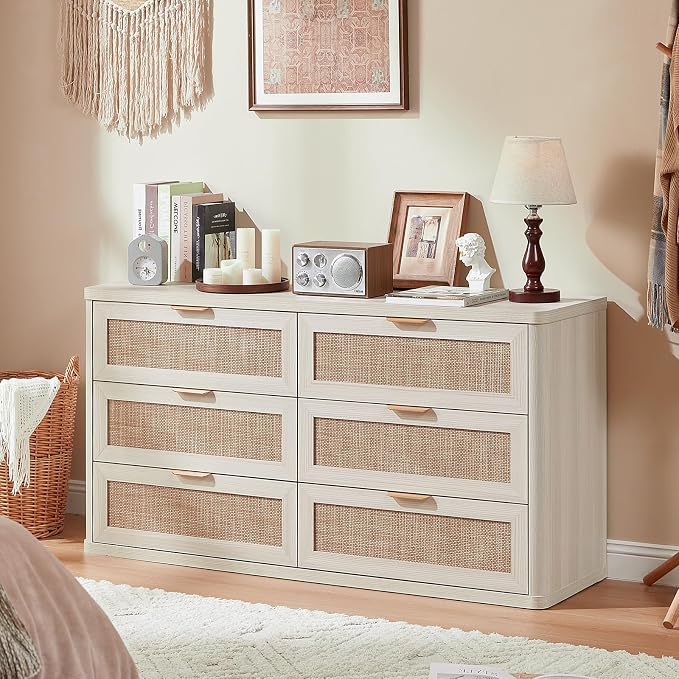 LEYAOYAO Rattan 6 Drawer Dresser - Image 9