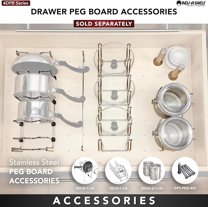 Rev-A-Shelf Pegboard Drawer Divider Organizer, Trim to Fit Wooden Kitchen - Image 4