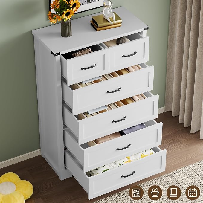 Tall 6-Drawer Dresser for Bedroom, Modern Wooden Chest of Drawers - Image 5