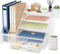 Marbrasse Desk Organizer with File Holder, 5-Tier Paper Letter Tray Organizer by Marbrasse