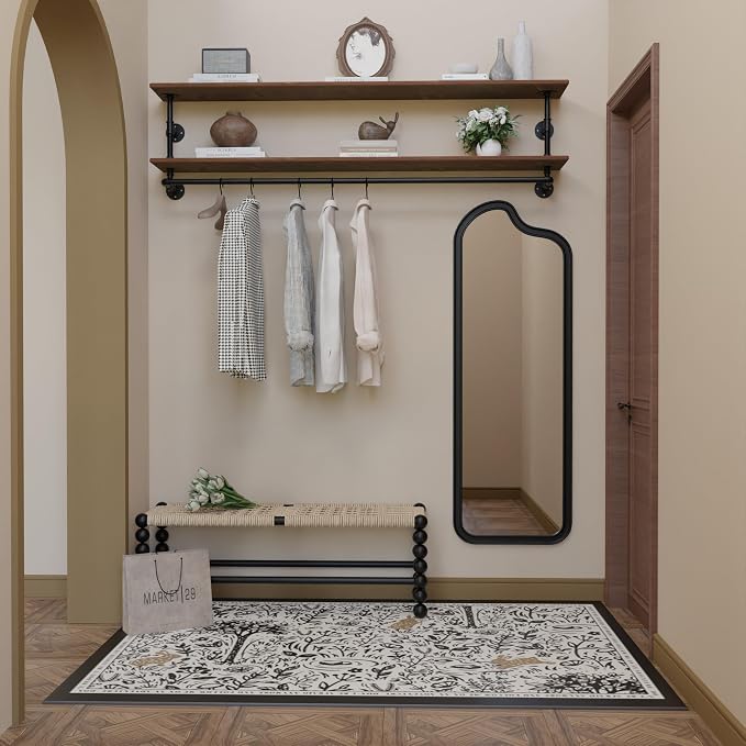 Clothes Rack 55in, 2-Tier Wall Mounted Garment Rack - Image 5
