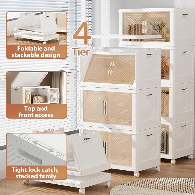 Storage Bins with Lid 48QT, Stackable Storage Containers with Wheels and - Image 6