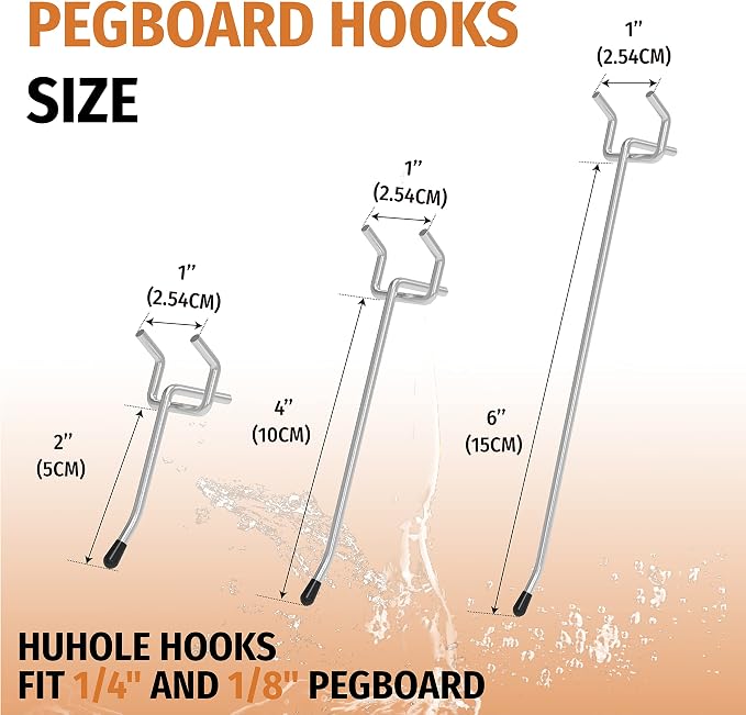 HUHOLE Pegboard Hooks 4 Inch 50PC, Ideal Garage Organization, Wall Storage Tool - Image 4