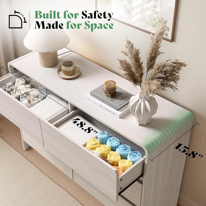 AMERLIFE 6 Drawer Dresser for Bedroom, Anti-Tip Kit, Wood Cabinet Organizer for - Image 5